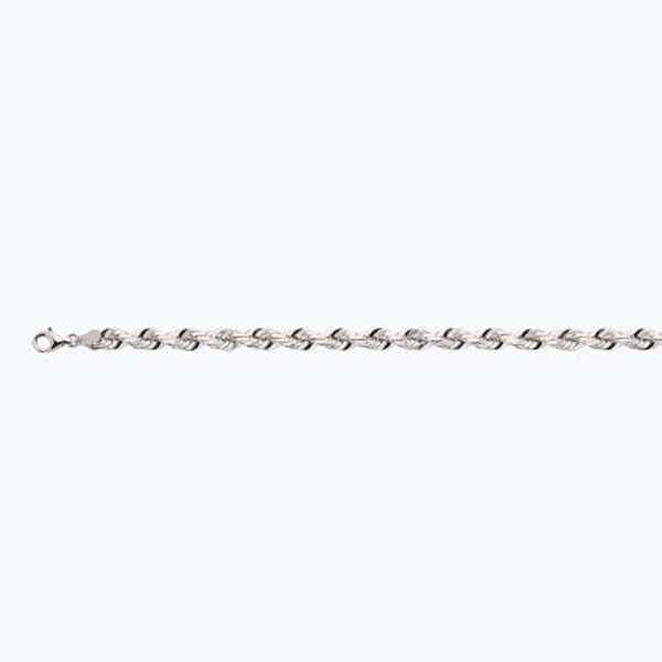14K 7MM WHITE GOLD SOLID DC ROPE 26" CHAIN NECKLACE (AVAILABLE IN LENGTHS 7" - 30")