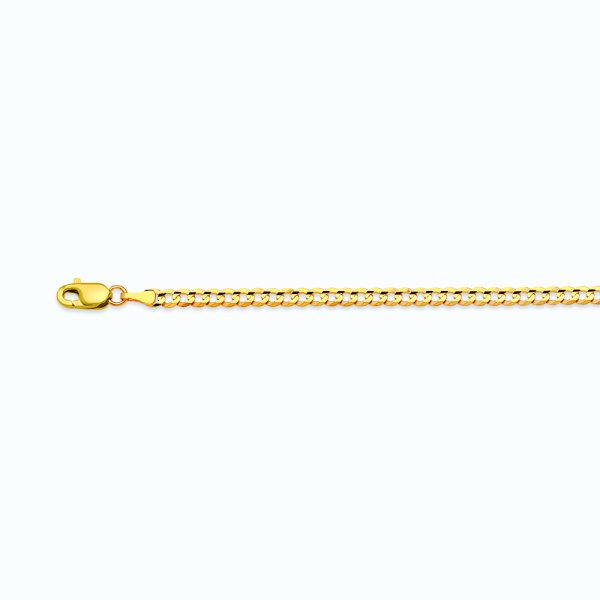 14K 2.5MM YELLOW GOLD SOLID CURB 16" CHAIN NECKLACE (AVAILABLE IN LENGTHS 7" - 30")