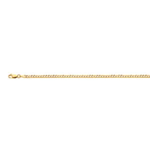 14K 2.5MM YELLOW GOLD SOLID PAVE CURB 24" CHAIN NECKLACE (AVAILABLE IN LENGTHS 7" - 30")