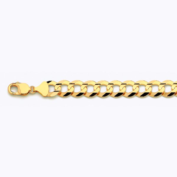 10K 13MM YELLOW GOLD SOLID CURB 16" CHAIN NECKLACE (AVAILABLE IN LENGTHS 7" - 30")
