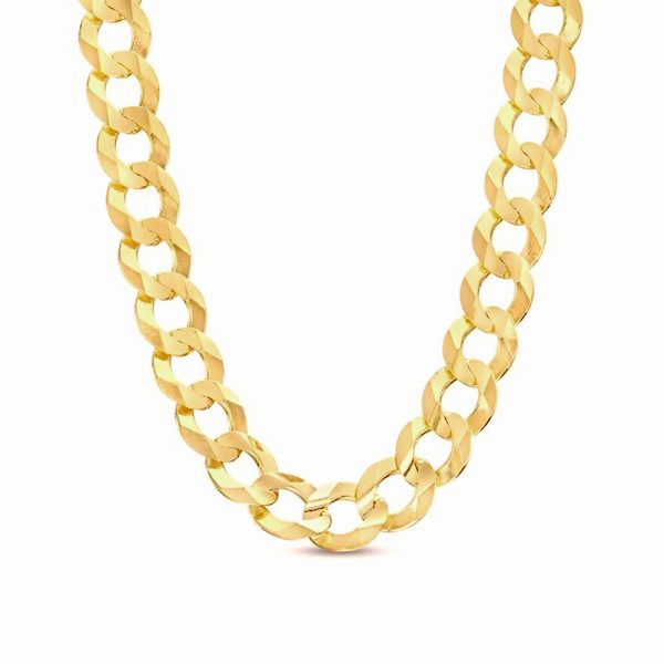 10K 7MM YELLOW GOLD SOLID CURB 18" CHAIN NECKLACE (AVAILABLE IN LENGTHS 7" - 30")