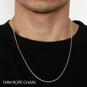 10K 1MM YELLOW GOLD SOLID DC ROPE 30" CHAIN NECKLACE (AVAILABLE IN LENGTHS 7" - 30")