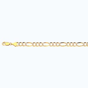 14K 5.5MM YELLOW GOLD SOLID PAVE FIGARO 18" CHAIN NECKLACE (AVAILABLE IN LENGTHS 7" - 30")