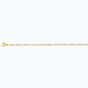 14K 2MM YELLOW GOLD SOLID PAVE FIGARO 26" CHAIN NECKLACE (AVAILABLE IN LENGTHS 7" - 30")
