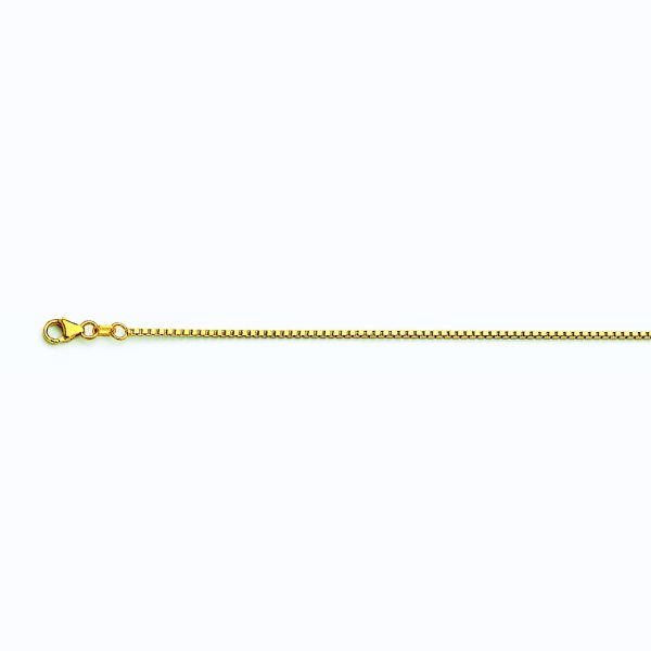 14K YELLOW GOLD BOX 078 GAUGE 24" CHAIN NECKLACE (AVAILABLE IN LENGTHS 7" - 30")
