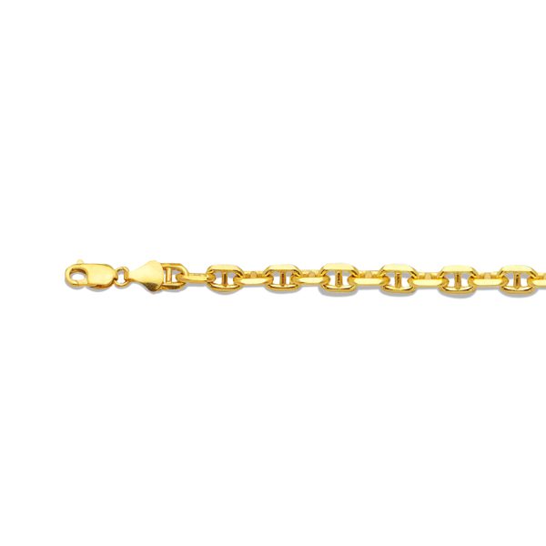 14K 3MM YELLOW GOLD SOLID 3D MARINER 28" CHAIN NECKLACE (AVAILABLE IN LENGTHS 16" - 30")