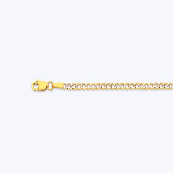 10K 2.5MM YELLOW GOLD HOLLOW PAVE CURB 26" CHAIN NECKLACE (AVAILABLE IN LENGTHS 7" - 30")