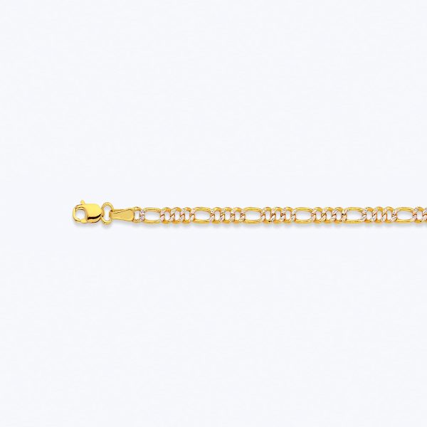 10K 2.5MM YELLOW GOLD HOLLOW PAVE FIGARO 28" CHAIN NECKLACE (AVAILABLE IN LENGTHS 7" - 30")
