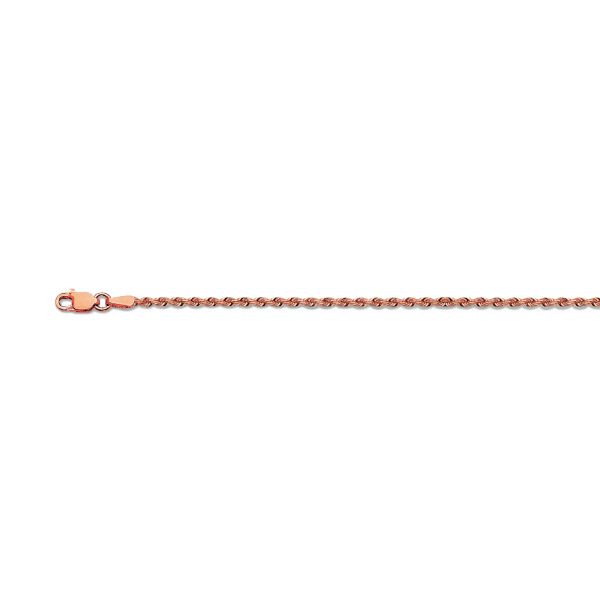 10K 2.5MM ROSE GOLD SOLID DC ROPE 24" CHAIN NECKLACE (AVAILABLE IN LENGTHS 7" - 30")