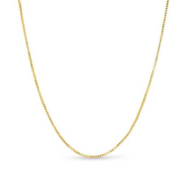 10K YELLOW GOLD BOX 068 GAUGE 16" CHAIN NECKLACE (AVAILABLE IN LENGTHS 7" - 30")