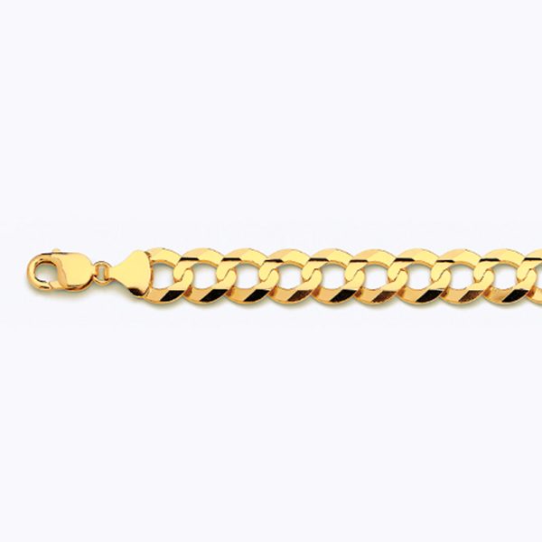 14K 14MM YELLOW GOLD SOLID CURB 26" CHAIN NECKLACE (AVAILABLE IN LENGTHS 7" - 30")