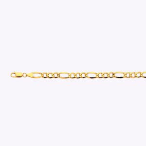 10K 6.5MM YELLOW GOLD HOLLOW FIGARO 7.5" CHAIN BRACELET (AVAILABLE IN LENGTHS 7" - 30")