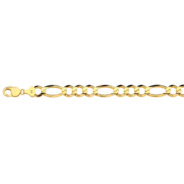 14K 12MM YELLOW GOLD SOLID FIGARO 28" CHAIN NECKLACE (AVAILABLE IN LENGTHS 7" - 30")