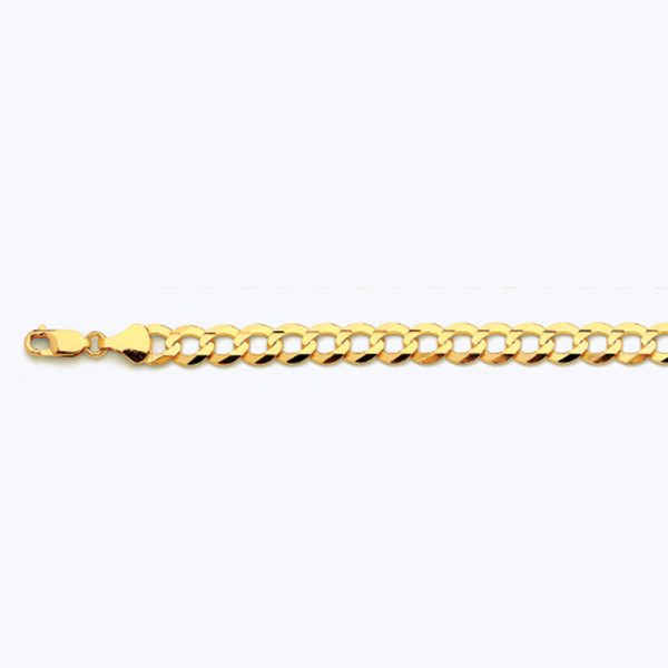 14K 8MM YELLOW GOLD SOLID CURB 22" CHAIN NECKLACE (AVAILABLE IN LENGTHS 7" - 30")