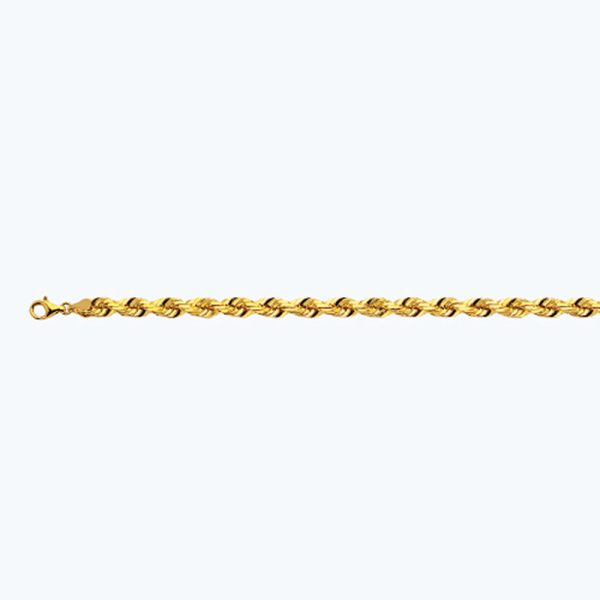 14K 7MM YELLOW GOLD SOLID DC ROPE 30" CHAIN NECKLACE (AVAILABLE IN LENGTHS 7" - 30")