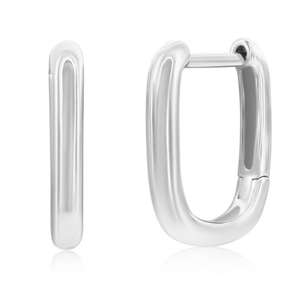 Sterling Silver Rectangle Shaped Hoop Earrings
