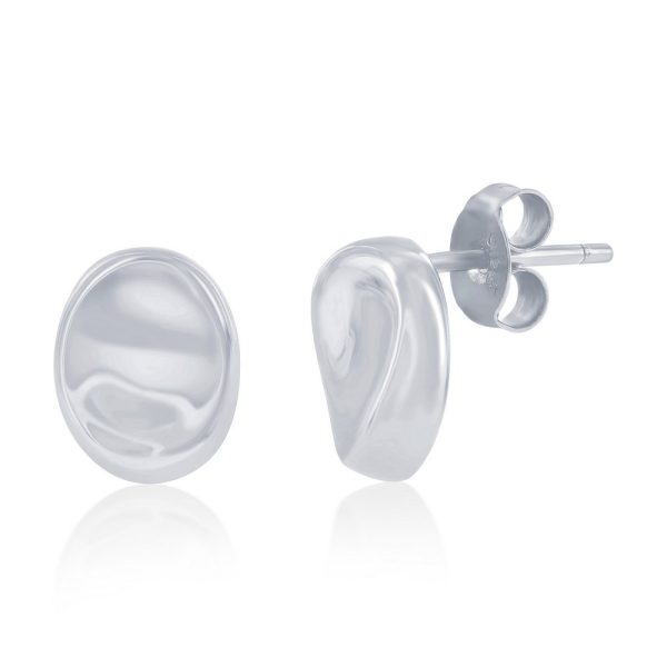 Sterling Silver, Polished Bean Stud