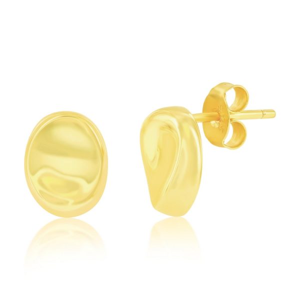 Sterling Silver, Polished Bean Stud - Gold Plated
