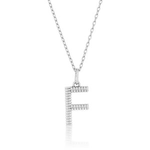 Sterling Silver, Rigid Design 'F' Initial Necklace