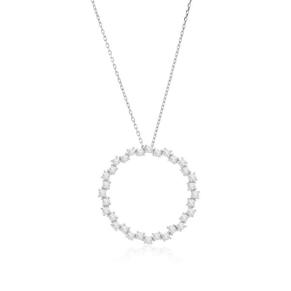 Sterling Silver, Open Circle CZ Necklace