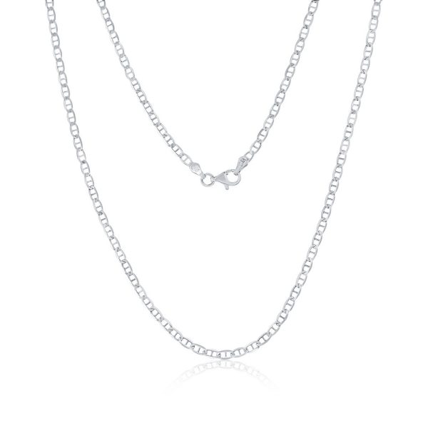 Sterling Silver, 3mm Marina Chain - Rhodium Plated