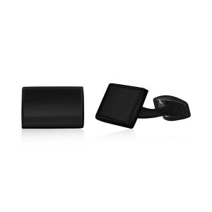 Stainless Steel Polished Cuff Links - Black Plated
