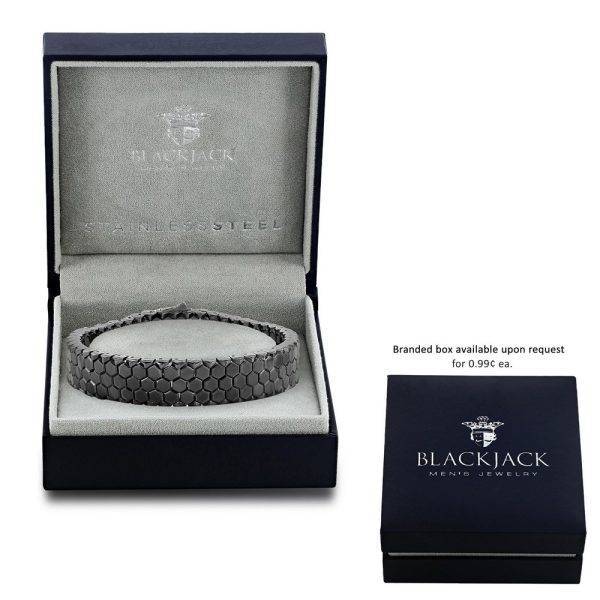Stainless Steel Polished Honey Comb Design Bracelet - Black Plated