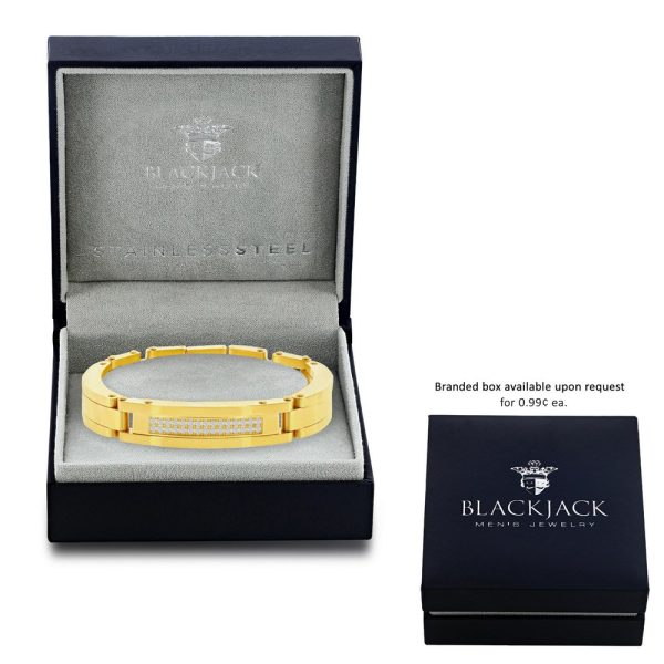 Stainless Steel Micro Pave CZ ID Link Bracelet - Gold Plated
