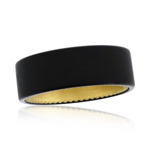 Matte Black & Gold Tungsten Ring