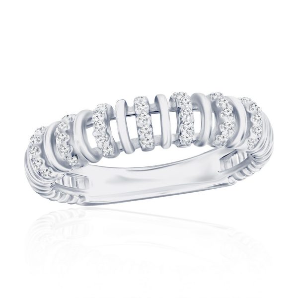 Sterling Silver, 5mm Wire Design CZ Ring