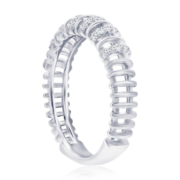 Sterling Silver, 5mm Wire Design CZ Ring