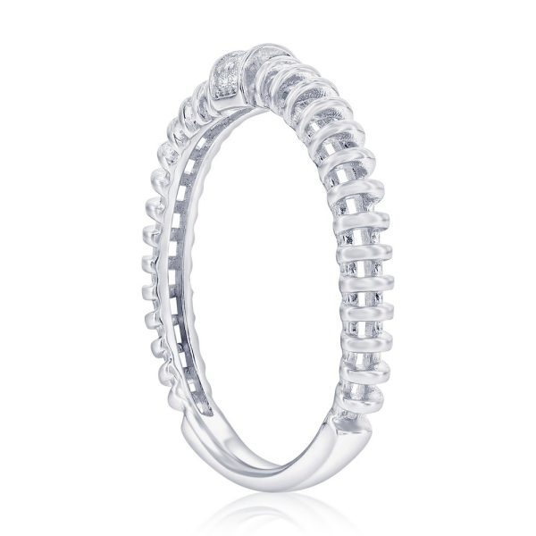 Sterling Silver, Pave CZ Wire Design Ring
