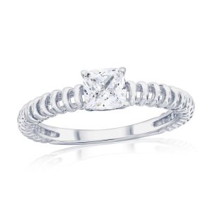 Sterling Silver, Square CZ Wire Design Ring