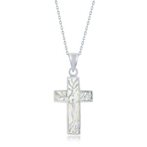 Sterling Silver Cross Pendant - White MOP