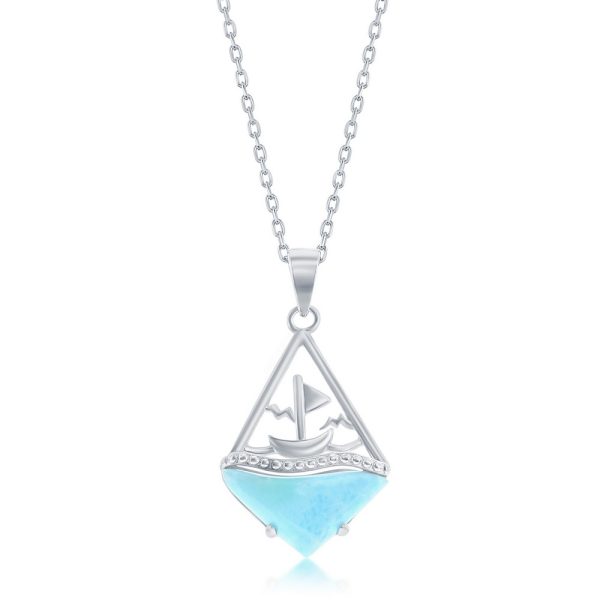 Sterling Silver, Boat-at-Sea Larimar Necklace