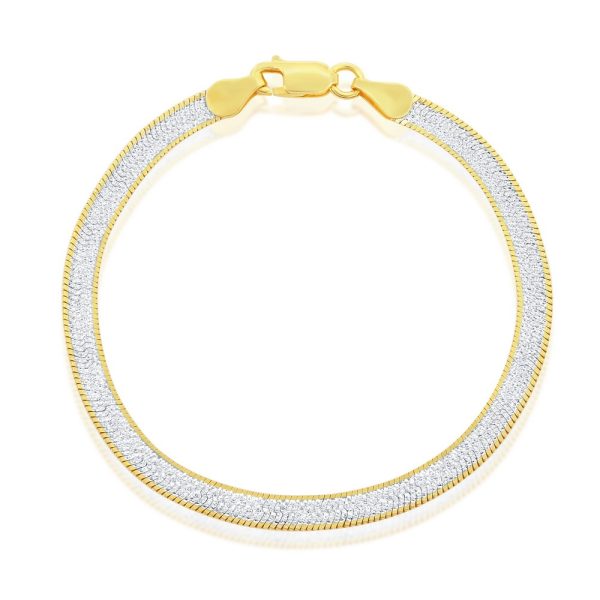 Sterling Silver 4mm Reversible Herringbone Chain - Two-Tone