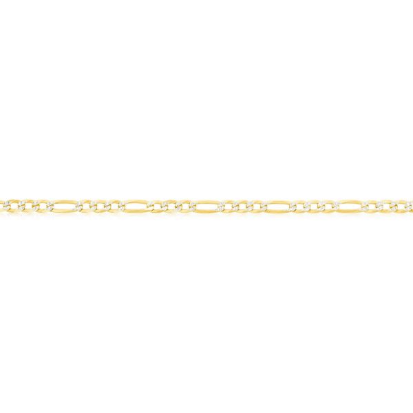 Sterling Silver 2.5mm Pave Figaro Anklet - Gold Plated