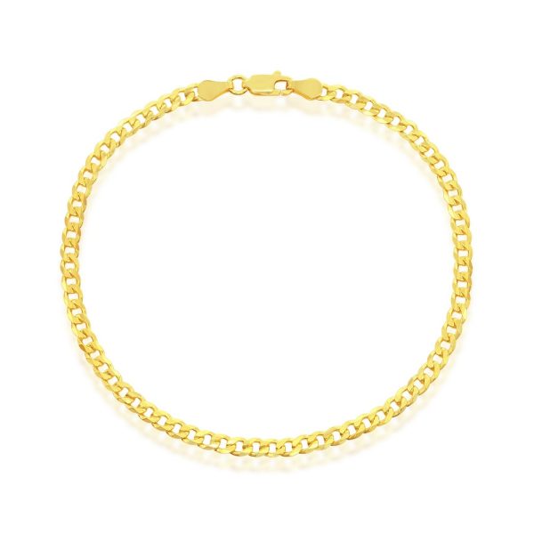 Sterling Silver 3.5mm Cuban Anklet - Gold Plated