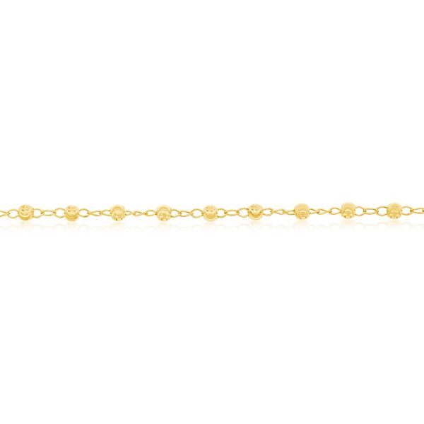 Sterling Silver Diamond-Cut Beads Anklet - Gold Plated
