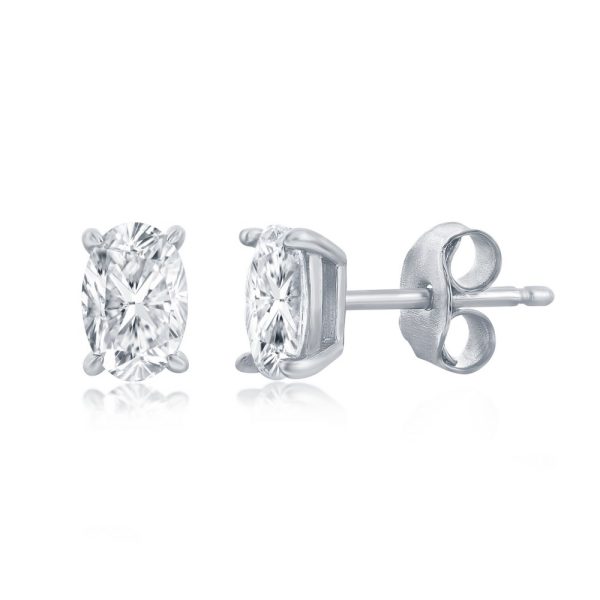 Sterling Silver, Solitaire Oval CZ, 5x7mm Necklace & 3x6mm Earrings Set