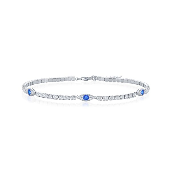 Sterling Silver CZ Evil Eye Tennis Bracelet