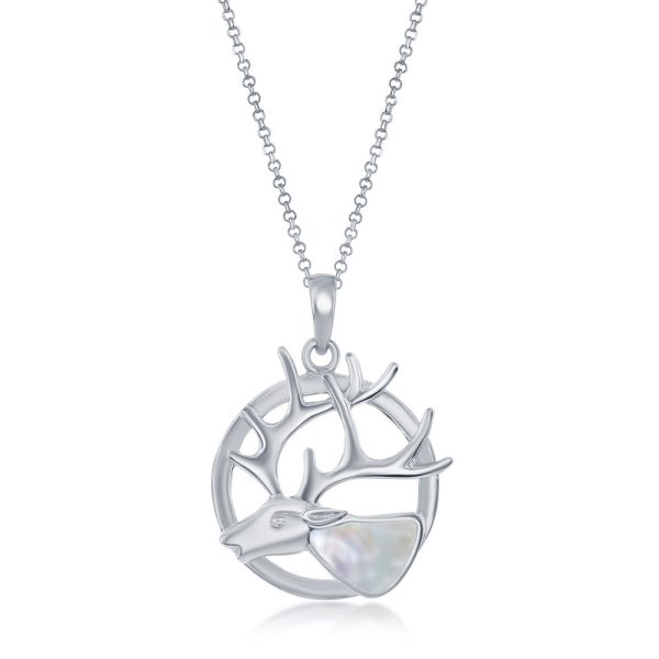 Sterling Silver Mother of Pearl Deer Pendant w/Chain