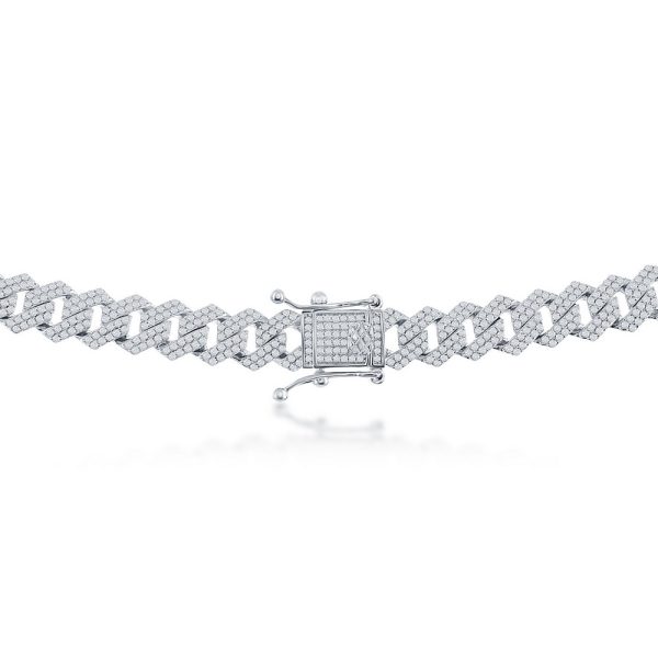 Sterling Silver, 9mm Micro Pave Monaco Chain