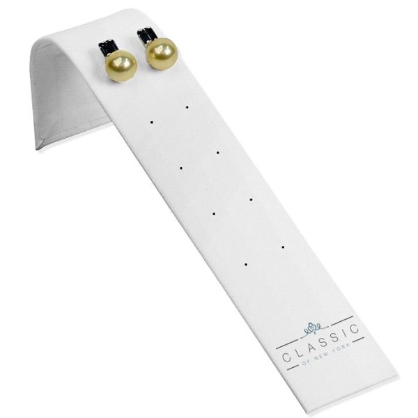 5 Earring Slots, White Leatherette Ramp Display
